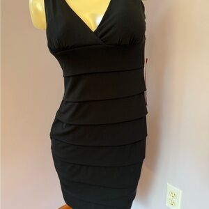 Enfocus Studio Black Layered Mini Dress